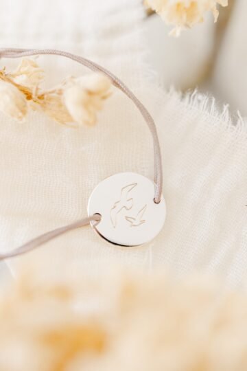 Bracelet personnalisé ajustable argent gravé oiseaux ENVOLE-TOI