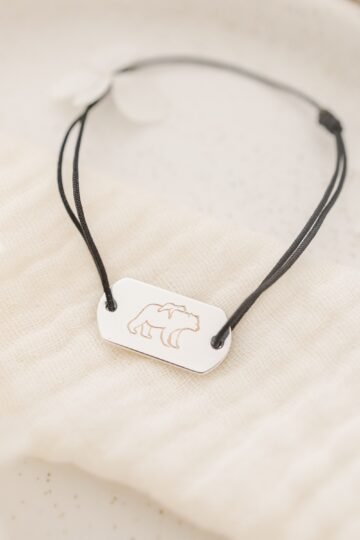 Bracelet personnalisé rectangulaire ajustable argent gravé PAPA OURS