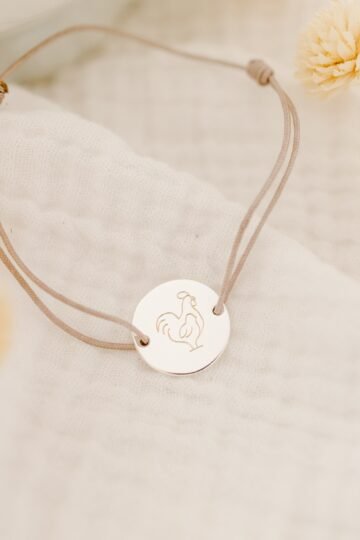 Bracelet personnalisé cordon ajustable argent gravé PAPA POULE
