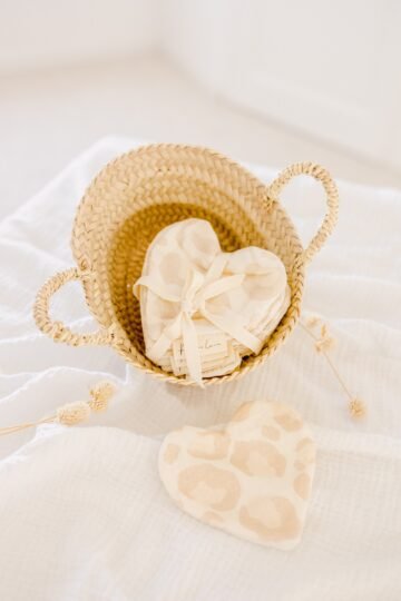 Semainier lingettes lavables cœur léopard 100% mousseline de coton MON COEUR FAIT GRAOU