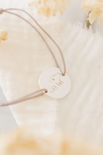 Bracelet personnalisé disque ajustable argent gravé PAPA OURS